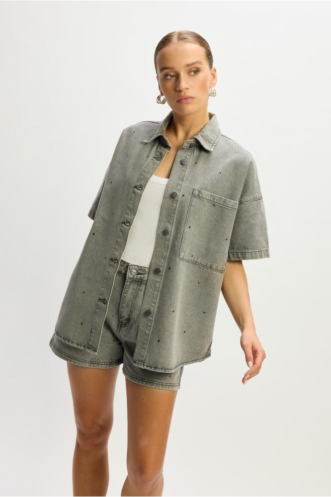 OVERSIZED BLOUSE STUDS DIDI R2505972688 996 MID GREY